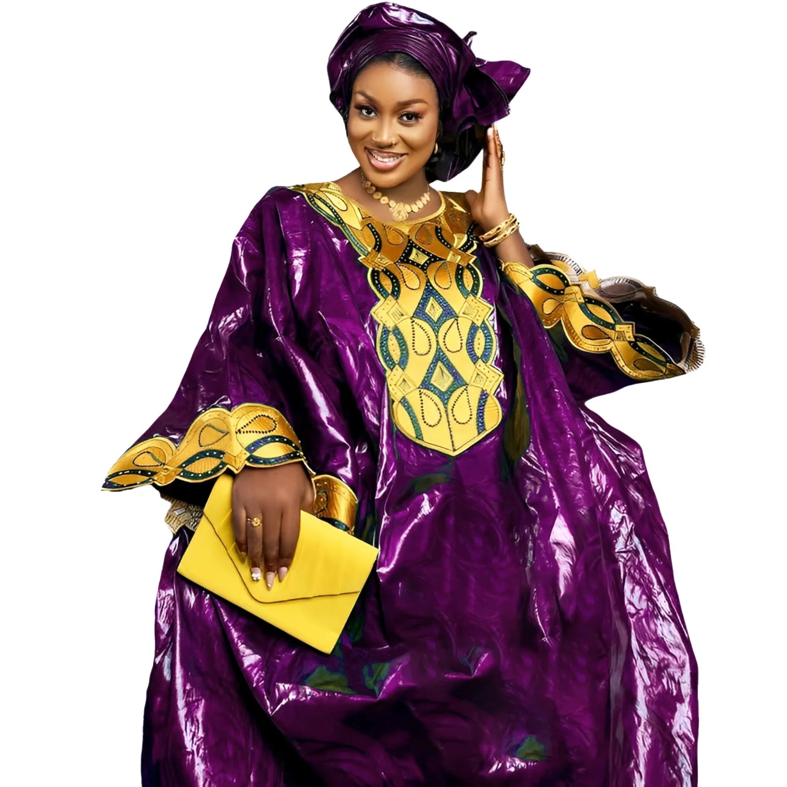 African Bazin Riche Long Dress | Embroidered Women's Dress